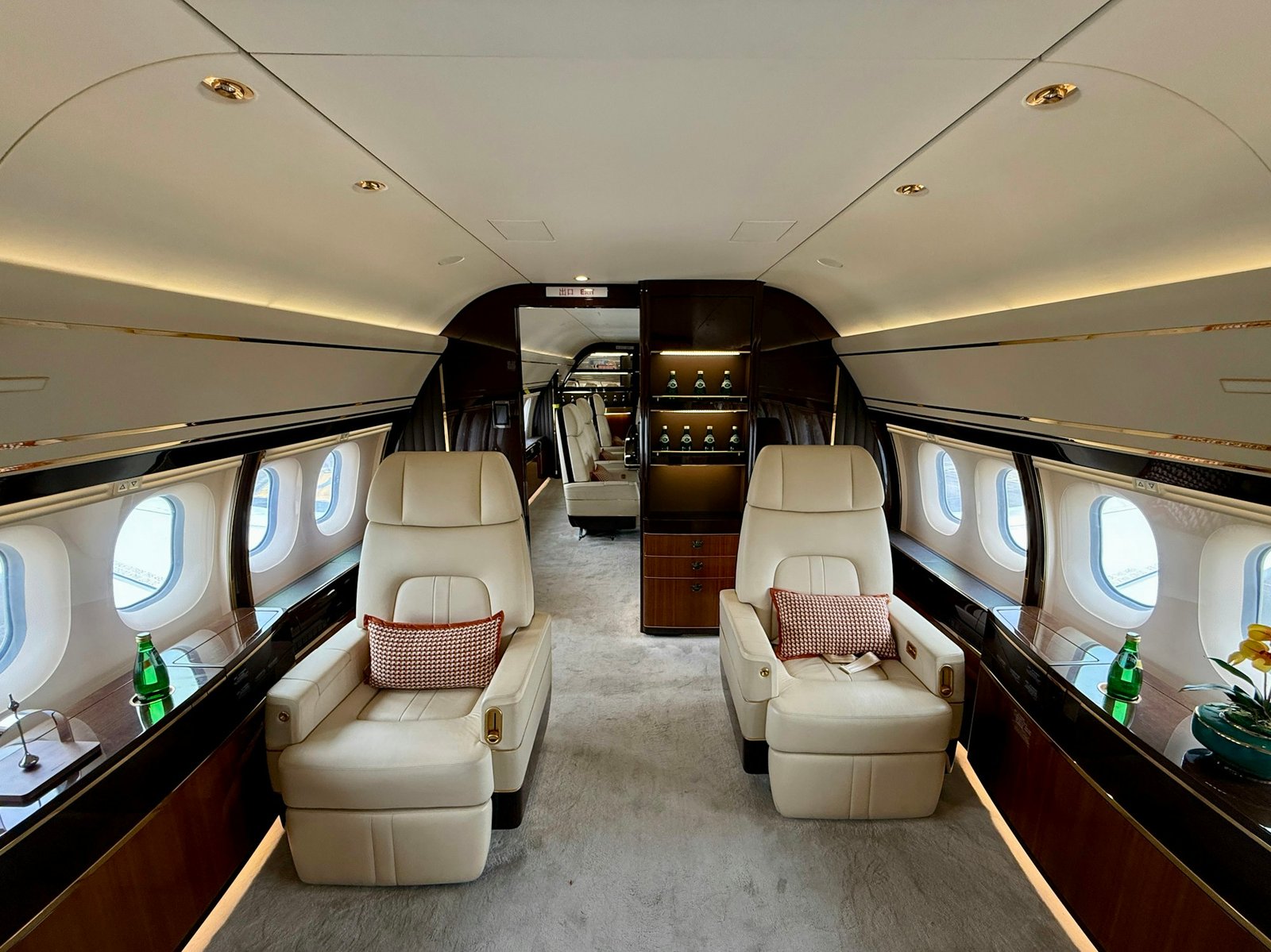 Private jet cabin interior